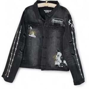 Genuine Authentic Black Denim Jacket Size L
